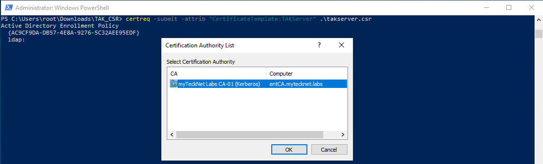 Using External Certificate Authorities to sign your TAK Server
