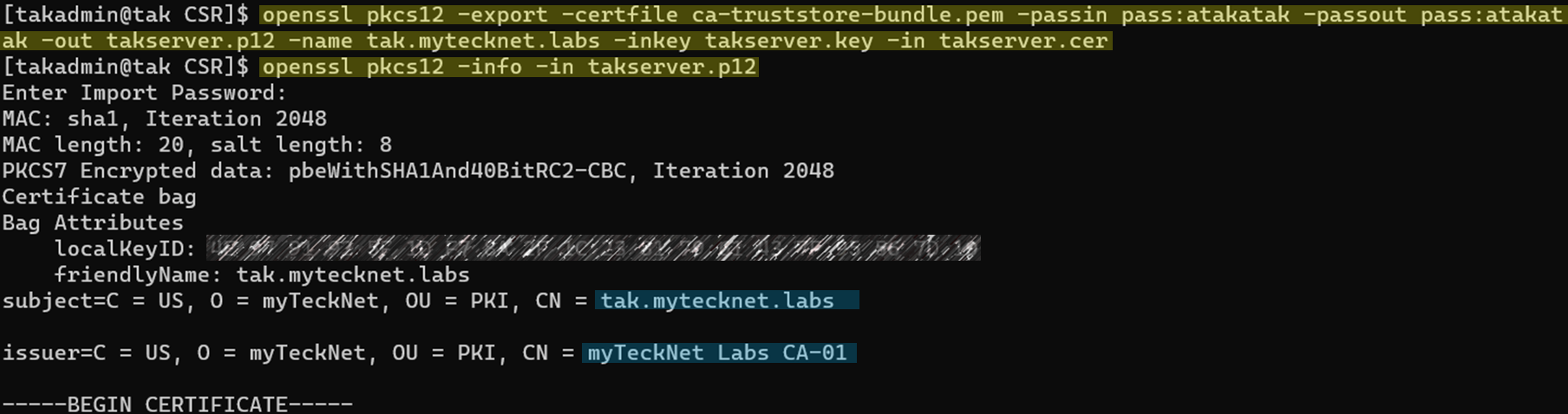 Using External Certificate Authorities to sign your TAK Server